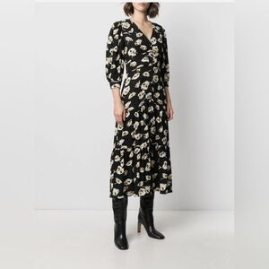 Ba&sh Ullia Floral Black Midi Dress $420